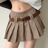 Women's Retro Houndstooth Pleated Midi & High Waist Mini Skirt - Autumn Collection XS