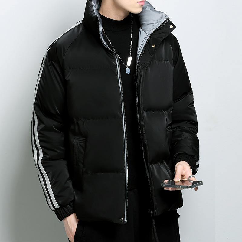 Two bars winter casual handsome young neutral style printed label thickened men's cotton-padded jacket