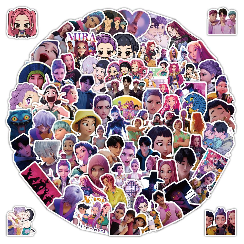 104PCS Funny Kpop Demon Hunters Anime Stickers DIY Motorcycle Bicycles Suitcases Water Bottles Kids Waterproof Sticker Toy