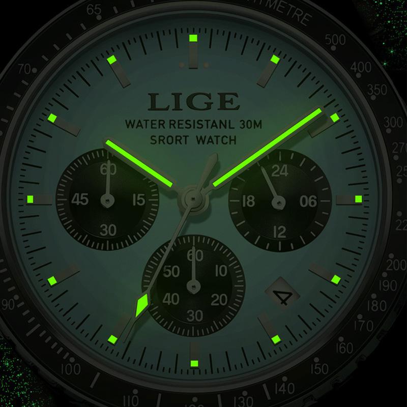 LIGE Top Brand Luxury New Men Watch Quartz Man Watches Waterproof Luminous Watch for Men Date Chronograph Sport Wristwatch+Box