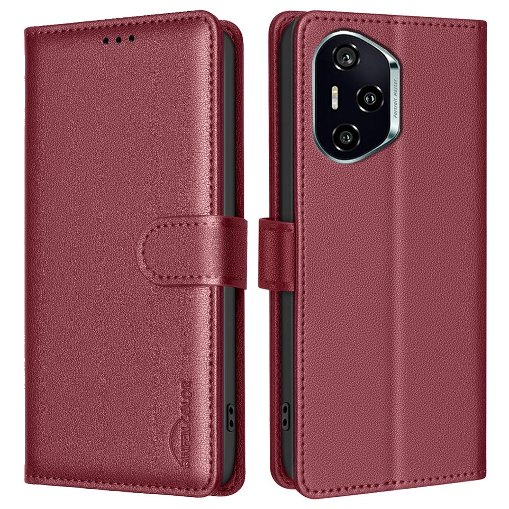 

BINFEN COLOR BF32 For Honor 300 Pro/300 Ultra Leather Case Wallet RFID Blocking Phone Cover Red