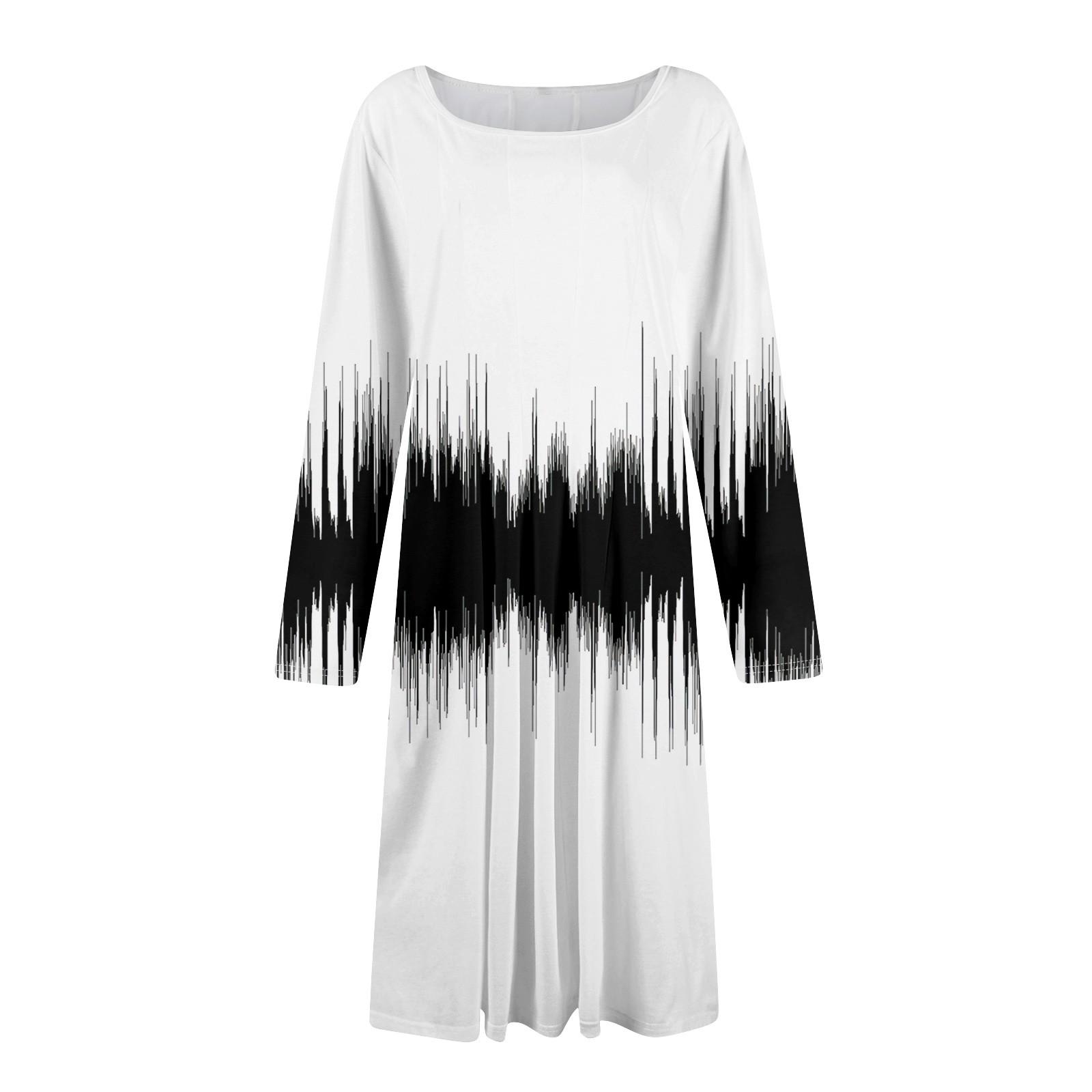 Женское повседневное модное платье миди с круглым вырезом и длинными рукавами XL золотой — фото 3