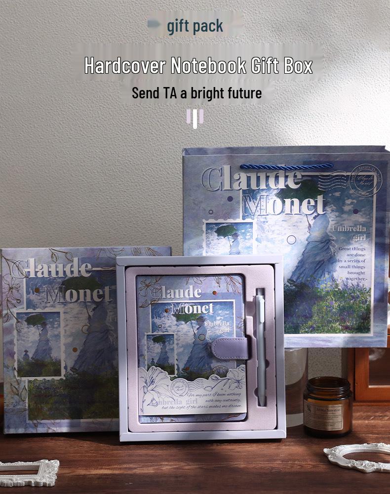 Artistic Oil Painting Notebook Gift Set with Retro PU Magnetic Buckle - Ideal for Business or Student Souvenirs.