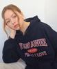 [Fleece Lined] Arch Typo Logo Oversized Hoodie Navy