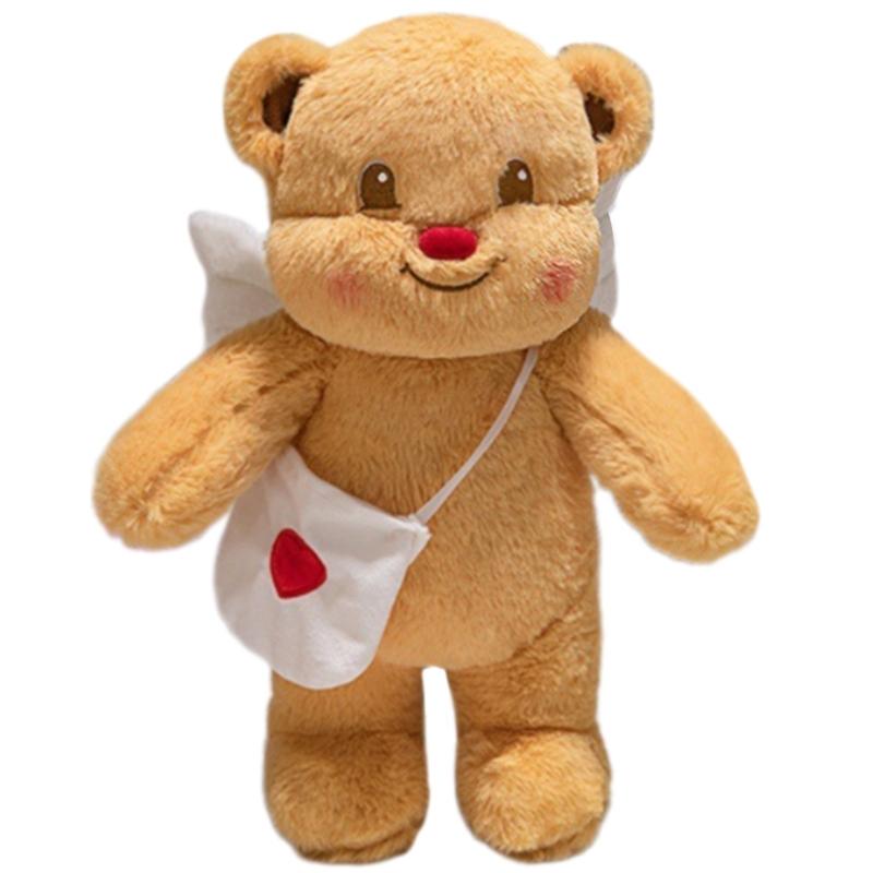 Bear Plush Toy Soft Plush Butter Angelic Bear Cushions with Apron Designs for Comfort Styles Winged Bear Throw Pillow