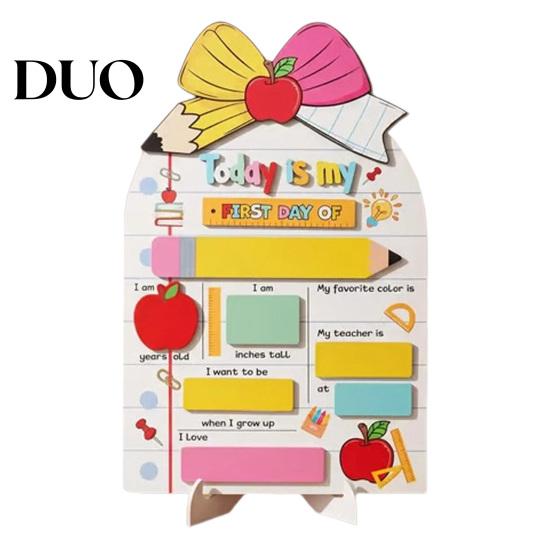 Wooden Message Center First Day of School Sign, Reusable Chalkboard Sign for Kids, Back Small Hanging Board to Decorations Supplies Kindergarten