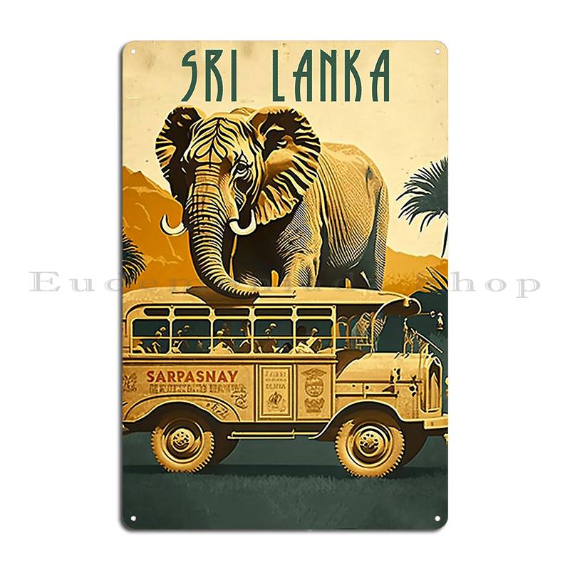 Sri Lanka Safari Vintage Travel Art Poster Metal Sign Cinema Cinema Wall Decor Personalized Wall Pub Tin Sign Poster