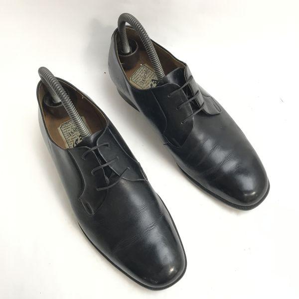 SEKAICHO Leather Plain Toe Dress Shoes 24.5 Black vintage(USED)