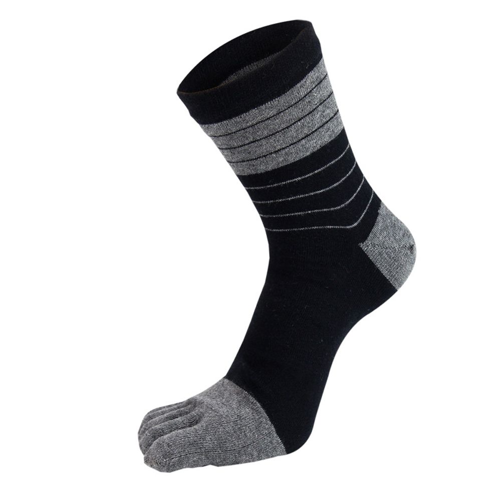 Casual Middle Tube Cotton Breathable Socks With Toes Stripe Hosiery Man Socks Five Finger Socks