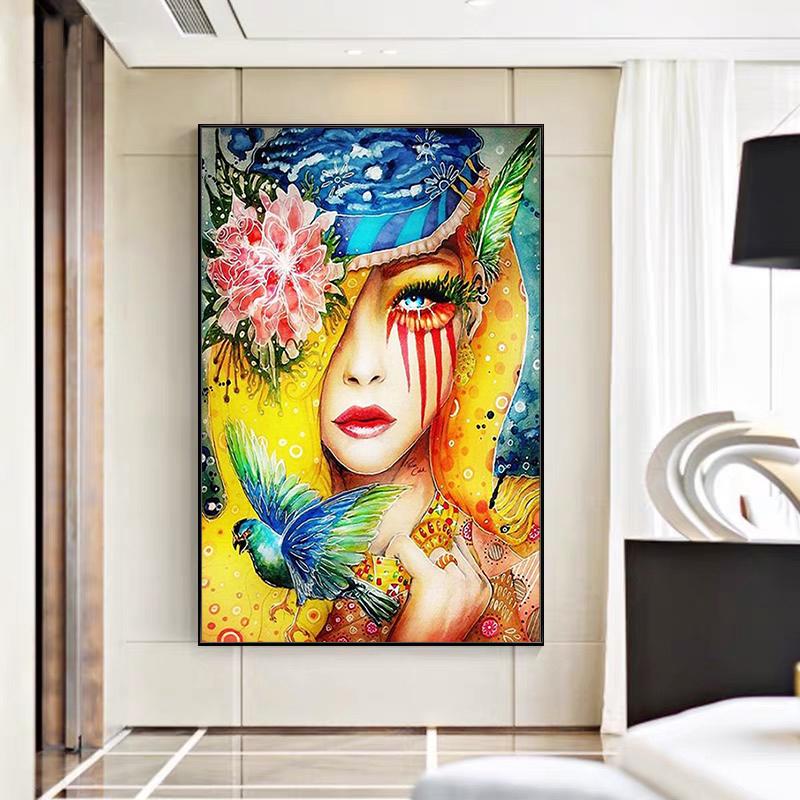 Modern Fashion Woman Picture Prints On Canvas Girl Room Decoration Poster Paintings for Interior Frameless Wall Art