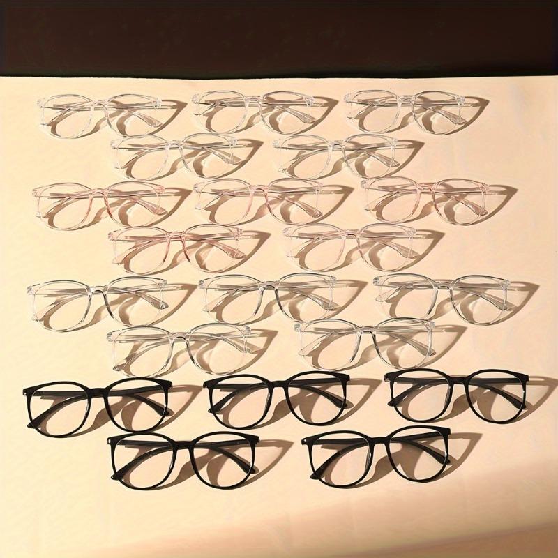 20pcs round frame modern minimalist style daily transparent glasses - suitable for daily use