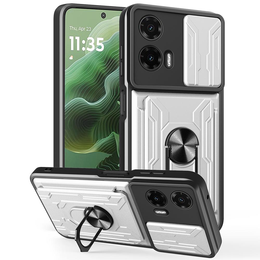 Pro Motorola Moto G35 5G Pouzdro PC+TPU Stojánek Kryt zadní strany telefonu s posuvníkem na fotoaparát