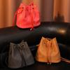 1Pcs New PU Leather Drawstring Bucket Bag Casual Urban Minimalist Style Shoulder Bag Small Crossbody Bag for Women