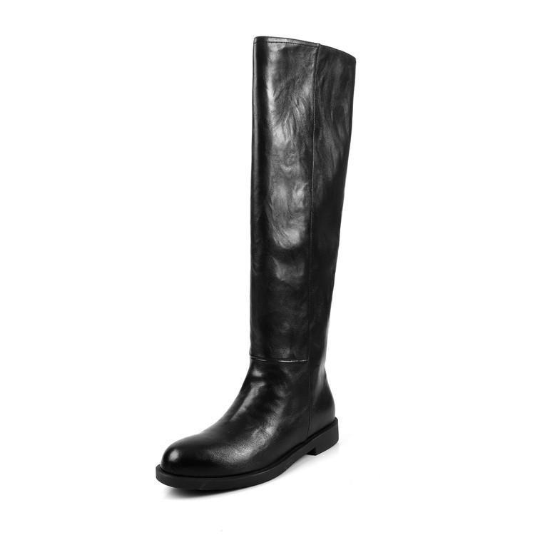 

Retro low-heeled boots children s autumn and winter 2025 new round head versatile and thin one-pedal stacking boots women s boots 39 чёрный