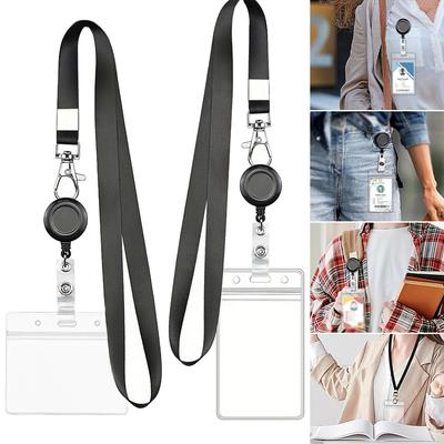 Lanyards ID Card Holder Badge Holders with Retractable Lobster Clasp ID Cases for Students Work ID and Name Tags Bank Cards