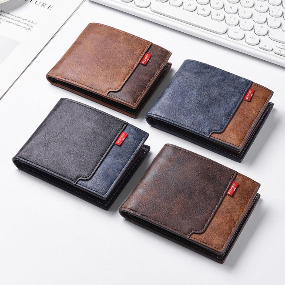 Fashion Tri-Fold Men's Short Wallet Frosted Large Capacity Business Wallet Thin Portable Coin Purse For Men and Boys