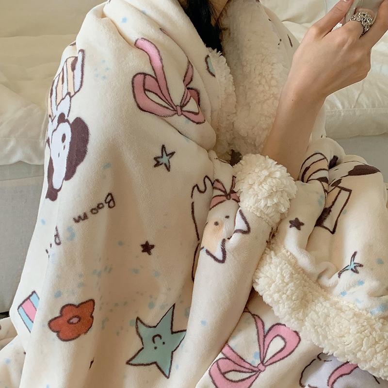 Pătură cu Imprimeuri Drăguțe cu Desene Animate cu Pisici și Câini Copii Adolescenți Fete Pătură Fleece Ușoară Îngroșată Călduroasă Pluș Moale Pătură de Aruncat