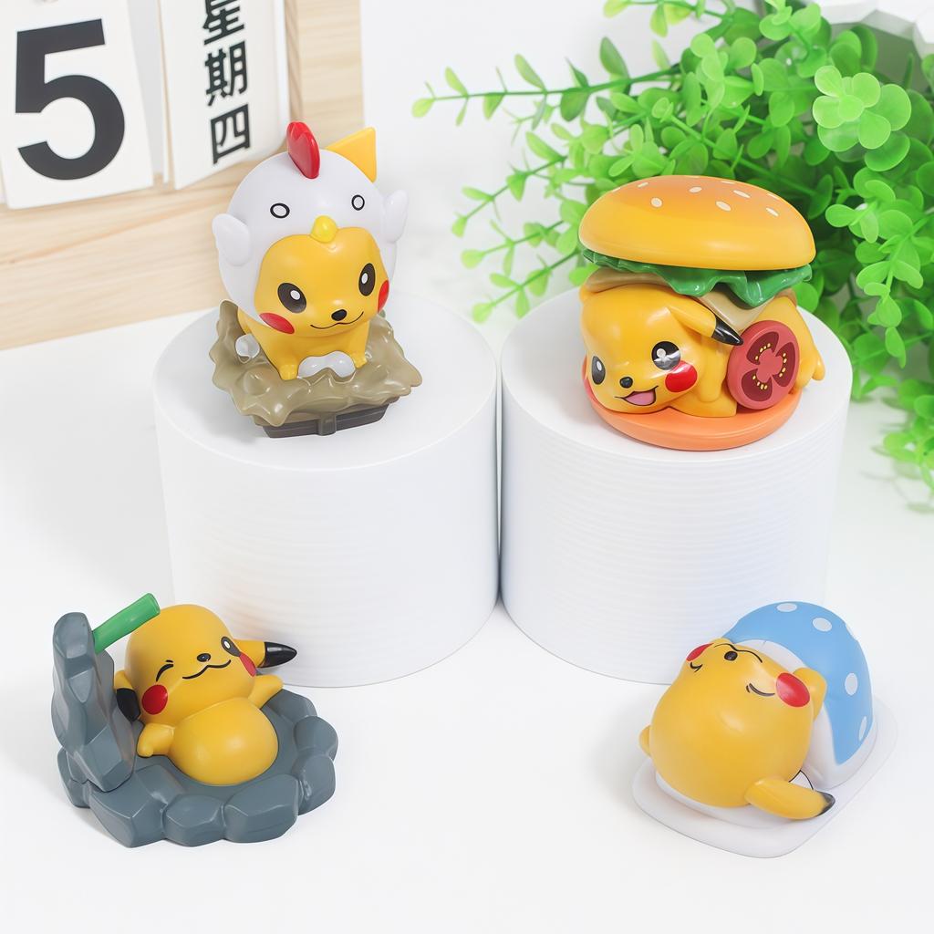 7Pcs/Set Pokemon Anime Pikachu Figure Toys Dessert Serise Ornaments Pikachu Action Figure Toy For Children Birthday Gifts