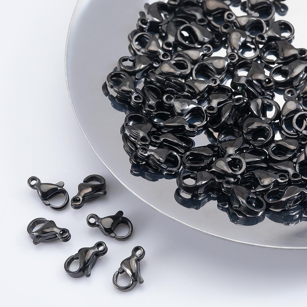 20pcs Black Stainless Steel Lobster Clasps 9/10mm Connector Clasp for DIY Bracelet Necklace Chain Claw Jewelry Making Supplies