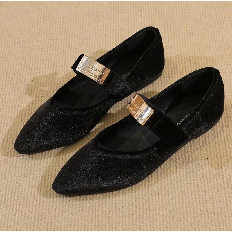 Fashion New Luxury Fashion Pointed Toe Mary Jane Shoes New Comfortable Elegant Loafers Flat Single Shoes Women Zapatos De Mujer
