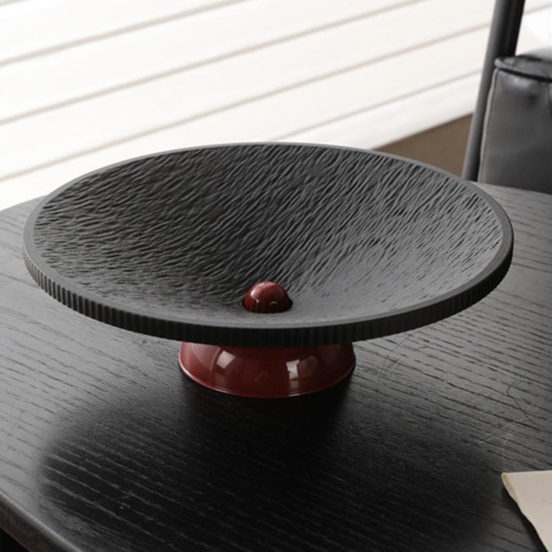 Minimalist Textured Pedestal Fruit Tray Stable Base Elegant Design Perfect For Home Coffee Table Serving Fruits Snacks Desserts