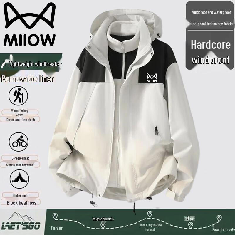 

MiiOW Men s 3-in-1 Windproof Warm Outdoor Jacket M