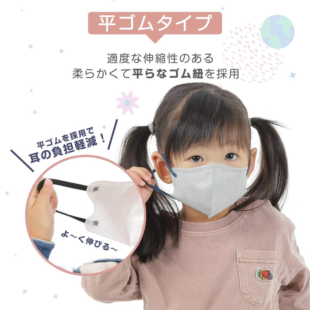 Fabric Mask for 3D Made in Japan Pink x 30 masks for [GINZA STYLE] Non-woven Children, Design, Two-tone, (Sakura Gray, children)