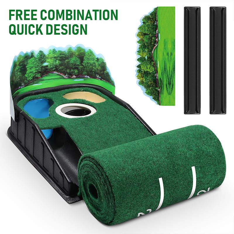 

Professional Golf Putting Practice Equipment Three Hole Indoor and Outdoor Universal Putting Practice Blanket Swing Trainer зелёный