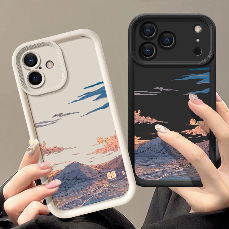 Mountain Train Pattern TPU Phone Case For iPhone Air 16e 17 16 15 14 Pro Max 13 12 Pro 15 16 Plus Shockproof Soft Silicone Cover