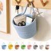 Damen gewebter Wandkorb Weißer Baumwoll-Hängeorganizer für Kosmetik Snacks Schlafzimmer Wohnzimmer 5,91x4,72 Zoll