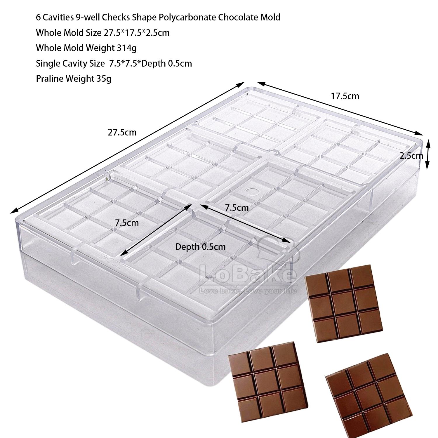 

Square Cube Checks Shape Polycarbonate Chocolate Mold Candy Sugarcraft Making Dessert Ice Maker DIY Bakery Stuff