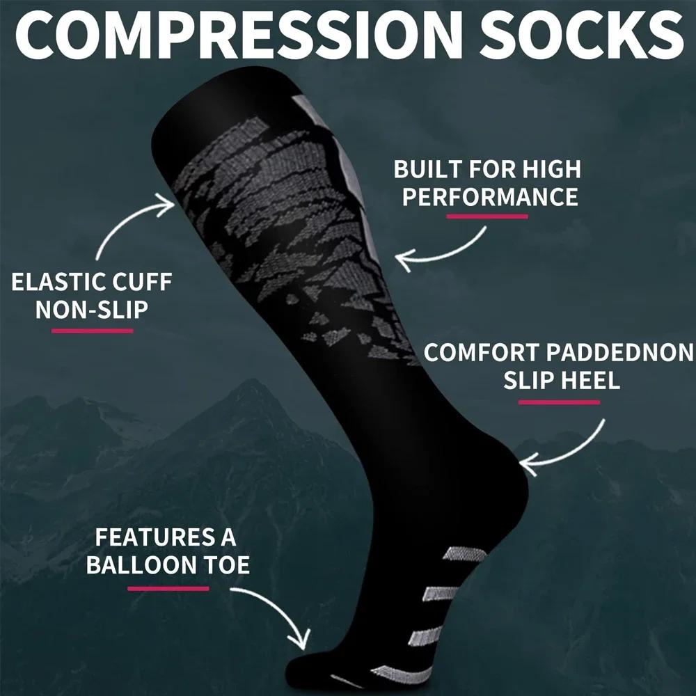 1Pair Compression Socks Graduated Support for Crossfit Running Recovery Cycling Travel Outdoor Sports Men Women