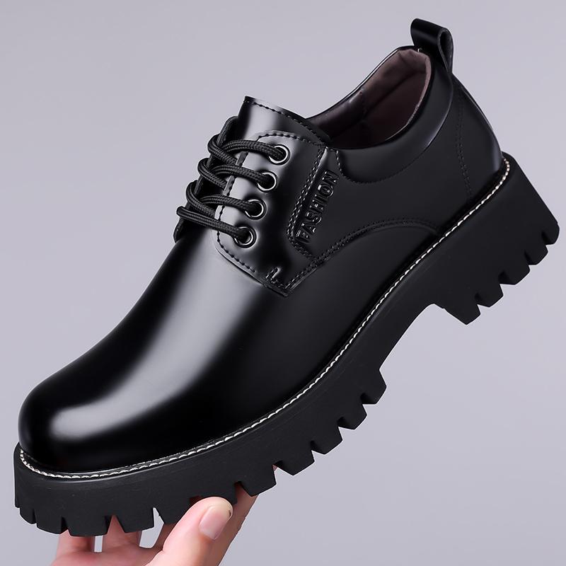 Men Derby Shoes Classic Casual Business Thick Bottom Big Head Wedding Men Formal Shoes