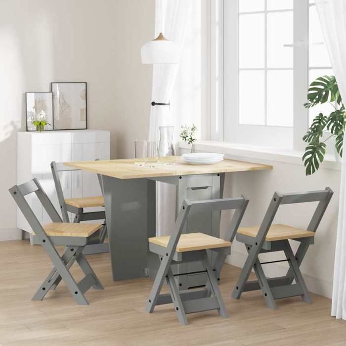 VidaXL Ensemble à manger papillon 5 pcs Corona pliable gris bois pin, ensemble de table à manger, table et chaises à manger, 3295718