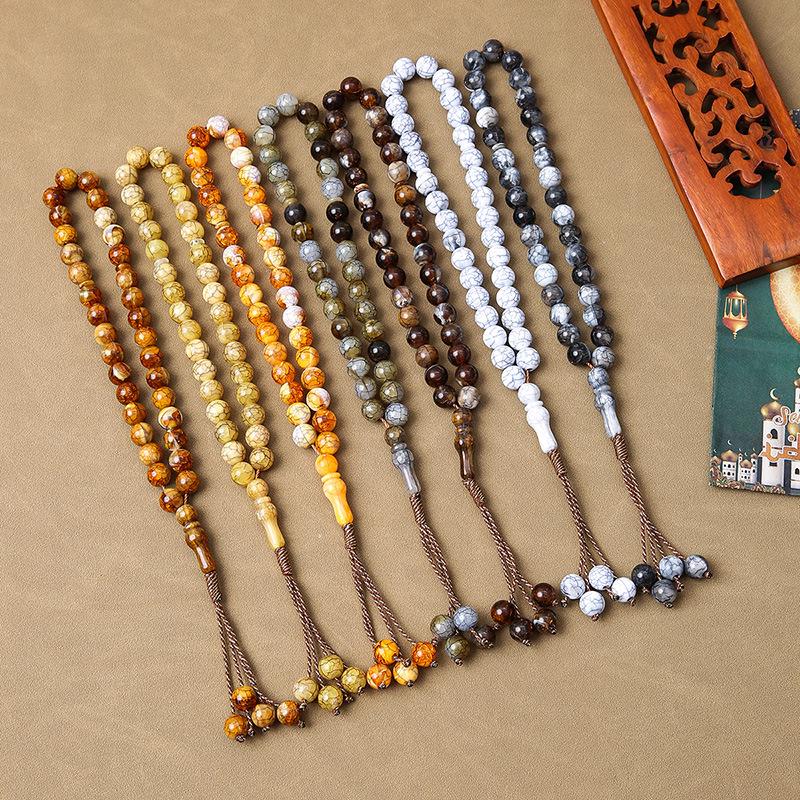 Handmade 33-Bead Crackle Prayer Bracelet - Muslim Saudi Prayer Beads