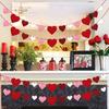 4Pcs Valentines Felt Heart Garland Banner- NO DIY- Valentines Decorations- Valentine Party Decorations Supplies- Valentines Burgundy Pink Red White