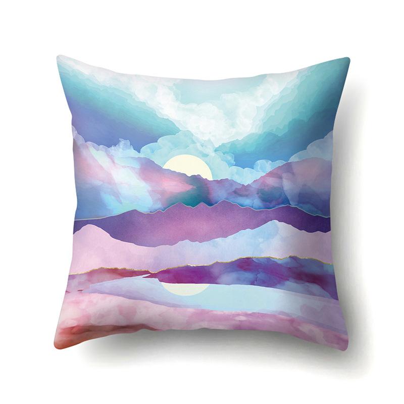 Polyester Pillow Cover Mountain Print Pillow Cover Waist Cushion Cover Car Cushion Head Cushion Cover Premium Durable