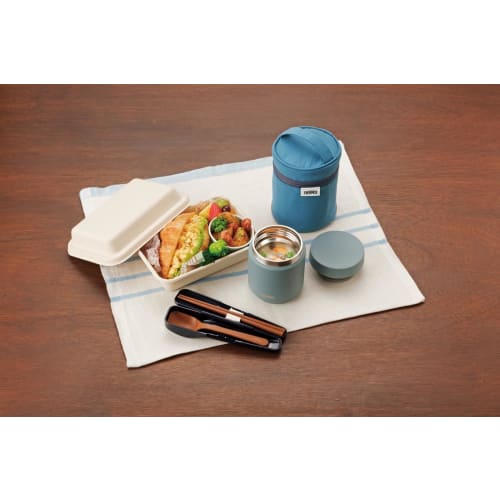 Dishwasher-Safe Model: Thermos Vacuum Insulated Soup Jar, 400ml, Gray-Green, All Parts Dishwasher Safe, Keeps Food Hot or Cold, Easy to Clean, Round M