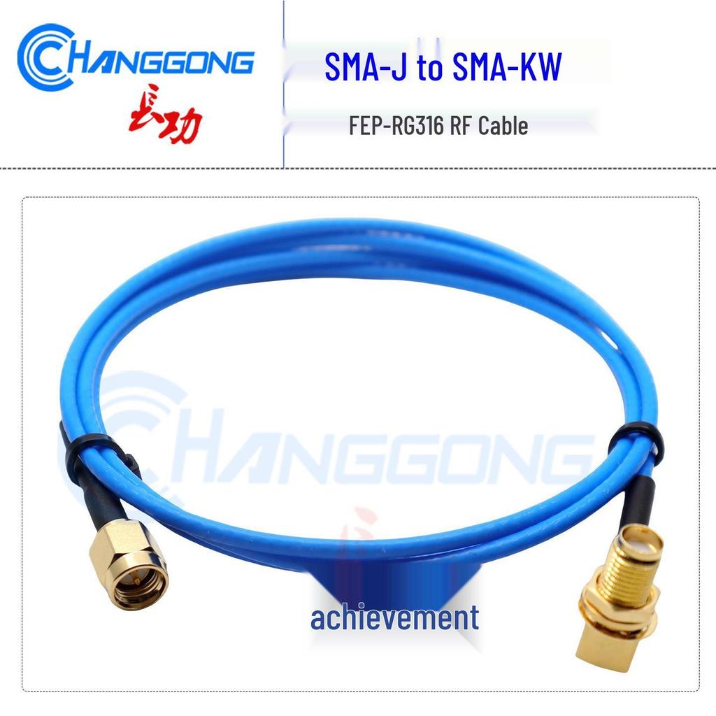 SMA Male to Right Angle SMA Female Jumper Cable, FEP-RG316, Blue