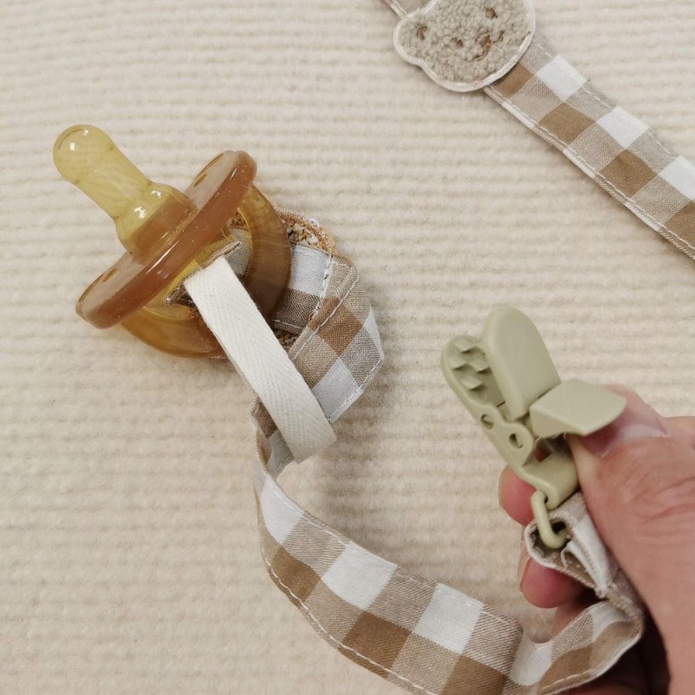 Embroidery Soother Holder Lattice Nipple Holder Clips Colorful Baby Cloth Pacifier Chain Toddler