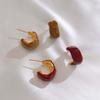 2026 Trend Irregular Geometric C-Shaped Earrings for Women Fashion Minimalist Red Drip Oil Earrings Party Jewelry Accessories