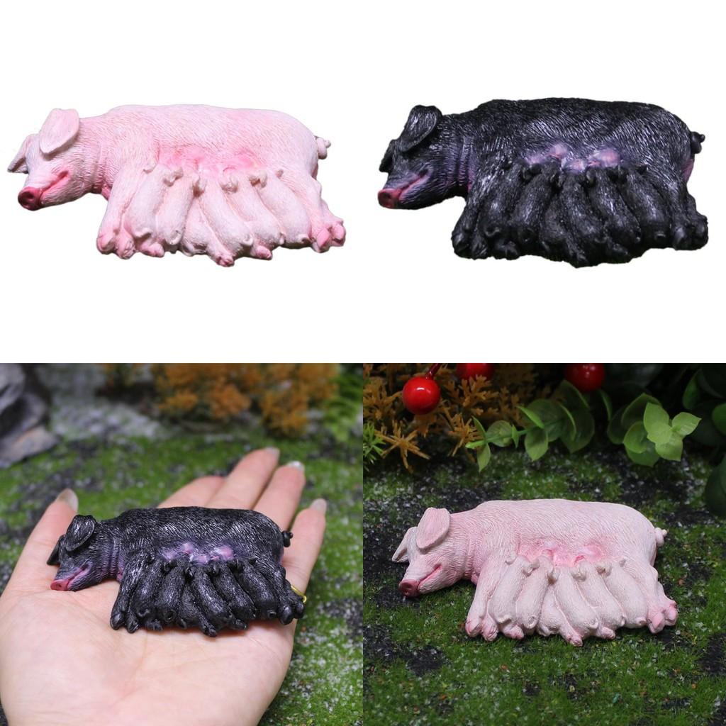 Landscape Micro Resin Pig And Piglet Ornament Farm Scene Decoration Home For