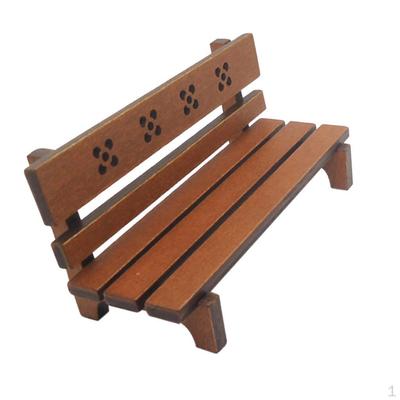 1:12 Dollhouse Miniature Garden Furniture Wooden Seat DIY Brown