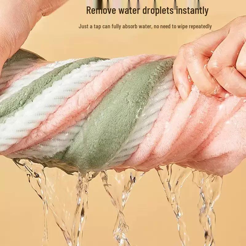 Double-Layer Coral Fleece Quick-Dry Hair Towel Cap for Women