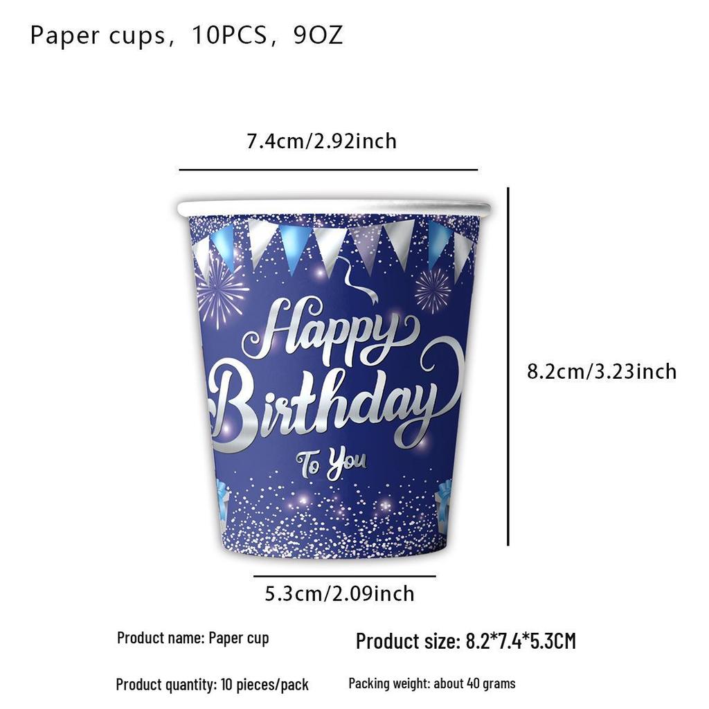 Blue Birthday Party Supplies: Disposable Paper Plates, Cups, Napkins, Tablecloths, Knives, Forks, and Spoons