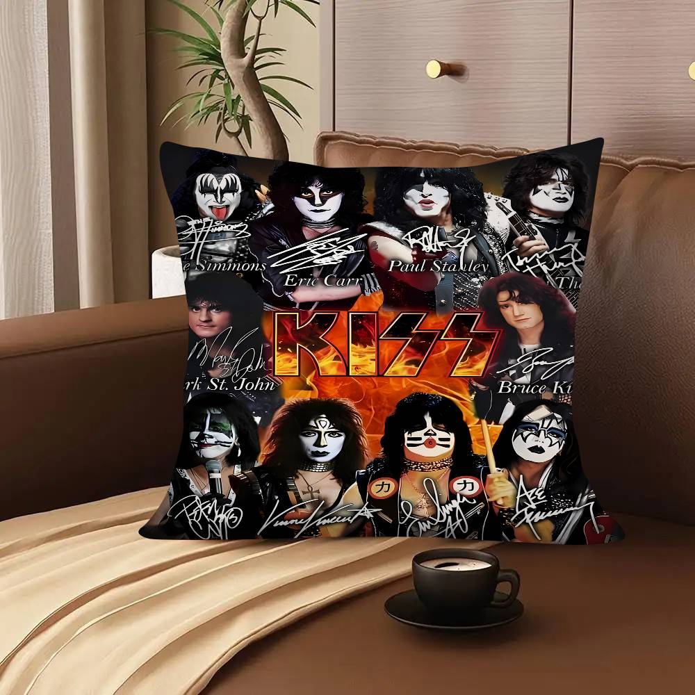Rock Band KISS Kissenbezug Quadratisches Kissen Schlafzimmer Sofa Freizeit Komfort Kissen Auto Wohnzimmer Heimdekoration 16x16Inch