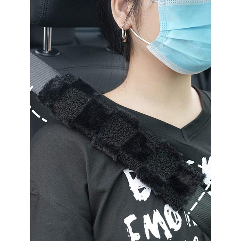 1pc Car Seat Belt Shoulder Protector Plush Comfortable Anti Pinch Seat Belt Protective Cover