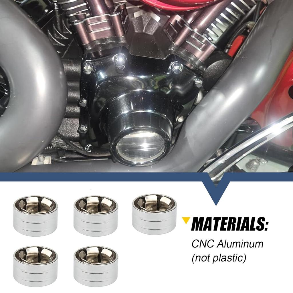 10 Pcs Motorcycle Bolt Covers Chrome Bolt Head Caps Kit Fit for Harley Touring Road King Street Glide Road Glide Sportster 883 Dyna Fat Bob Softail
