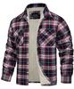 TACVASEN Men's Check Jacket, Thick and Soft Fleece, Long Sleeve, Work Wear, Autumn Coat, Windbreaker, Red and White, Size L