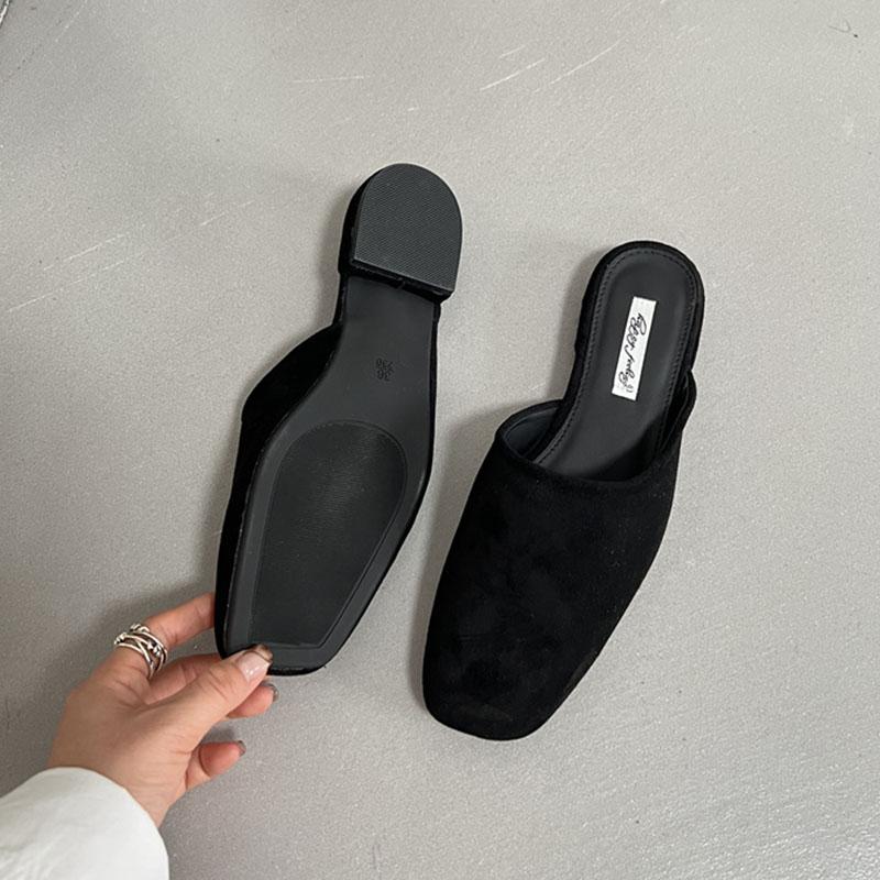 Fashion Luxury Flats Slippers Shoes For Women Mules Summer Spring Fashion Square Toe Ladies Flats Slippers Female Slides Sandals Shoes